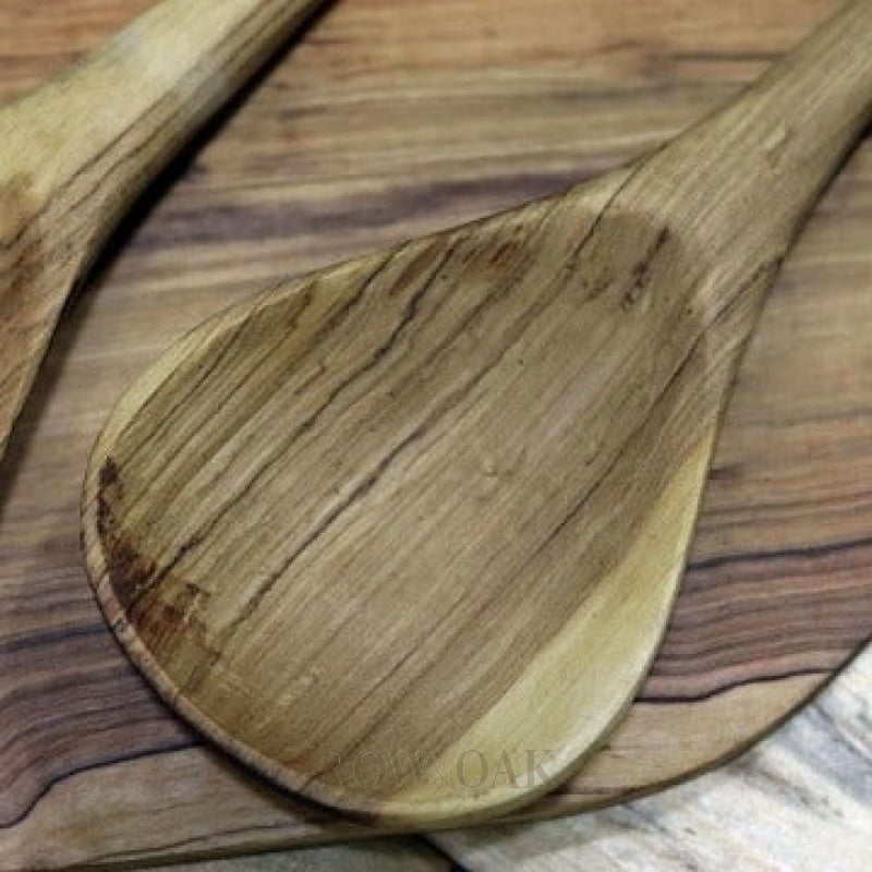 Hand-Carved Olive Wood Salad Spoon Set - White