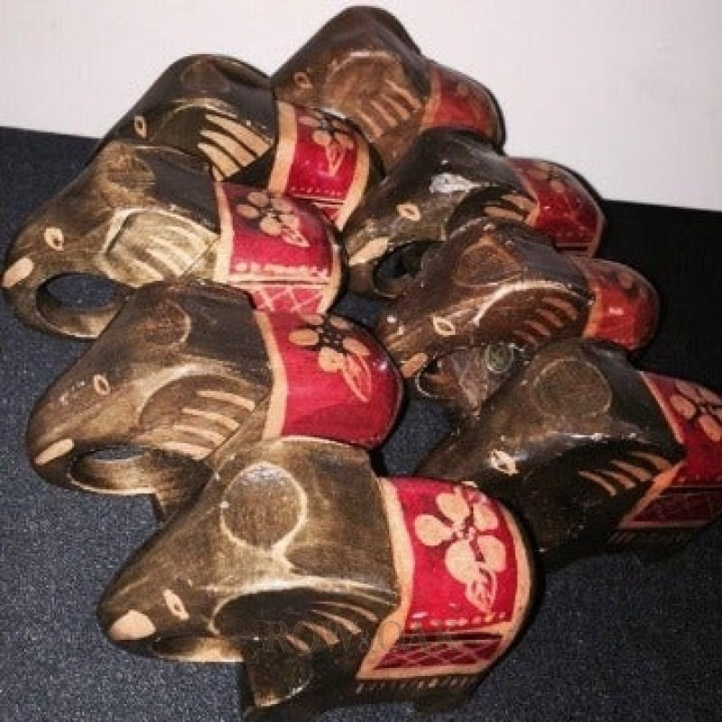 Hand-Painted Wooden Elephant Napkin Rings