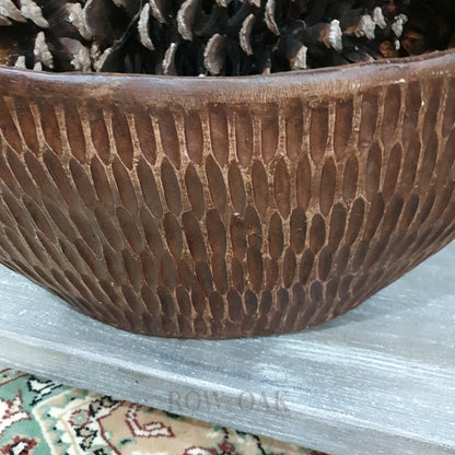 Huge Textured Oblong Wood Vessel