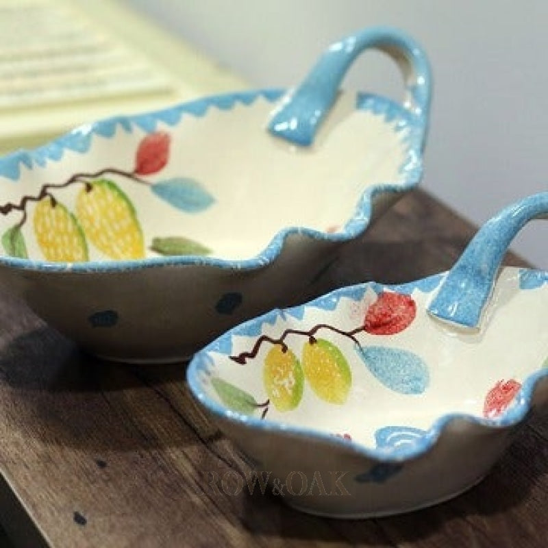 Italian Ceramic Rooster Serving Bowls - Set Of 2