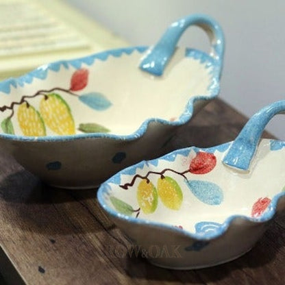 Italian Ceramic Rooster Serving Bowls - Set Of 2