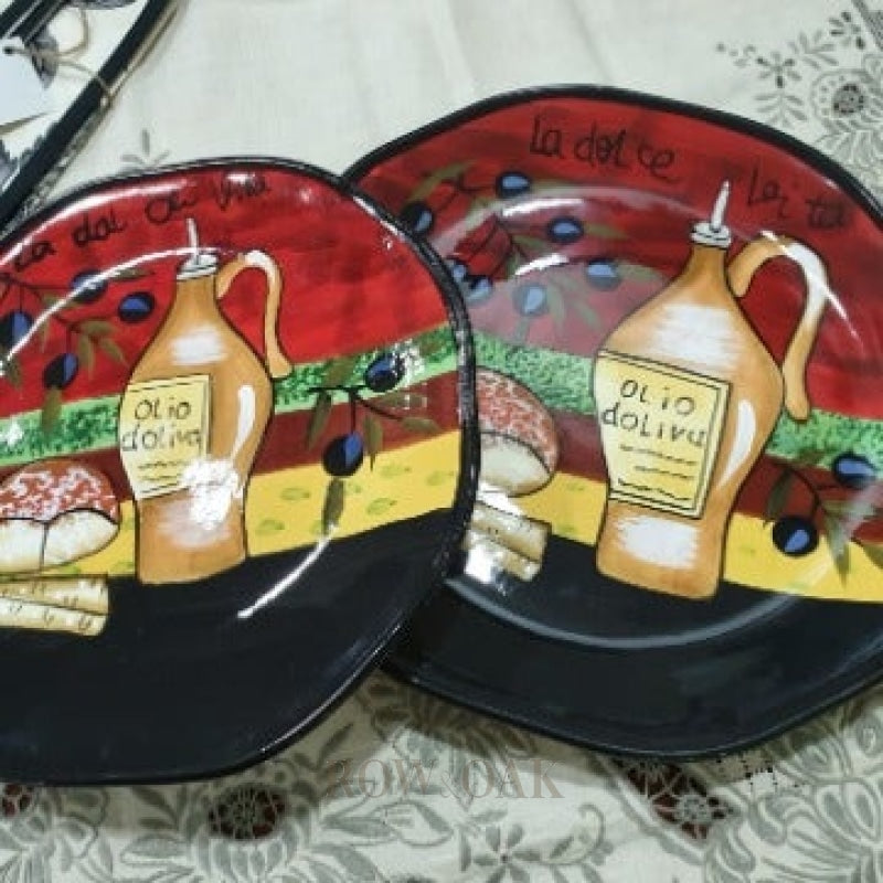 Italian Ceramic Serving Plates - Set of 2 - Row & Oak
