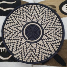 Load image into Gallery viewer, Kenyan Handwoven Tonga Wall Baskets - Black/navy No 1 39Cm 4Cm Deep