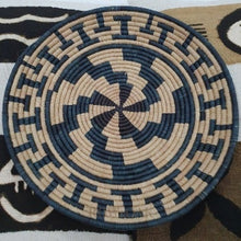 Load image into Gallery viewer, Kenyan Handwoven Tonga Wall Baskets - Black/navy No 3 39Cm 5Cm Deep