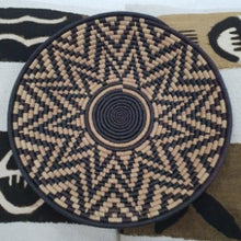 Load image into Gallery viewer, Kenyan Handwoven Tonga Wall Baskets - Black/navy No 4 39Cm 5Cm Deep