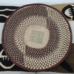 Kenyan Handwoven Tonga Wall Baskets - Natural No 8 42Cm