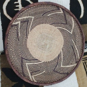 Kenyan Handwoven Tonga Wall Baskets - Natural No 5 32Cm