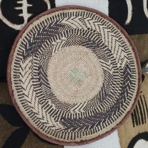 Kenyan Handwoven Tonga Wall Baskets - Natural No 8 33Cm