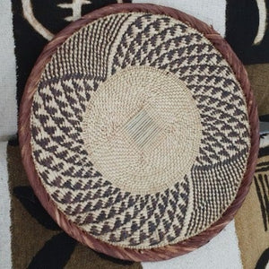 Kenyan Handwoven Tonga Wall Baskets - Natural No 9 33Cm