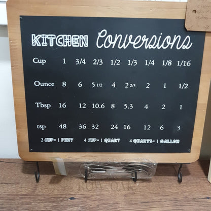 Kitchen Conversion Chart With 4 Measuring Spoons