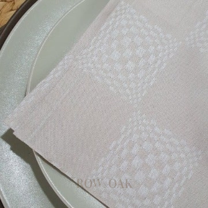 Light Taupe Jacquard-Pattern Cotton Napkins - Row & Oak