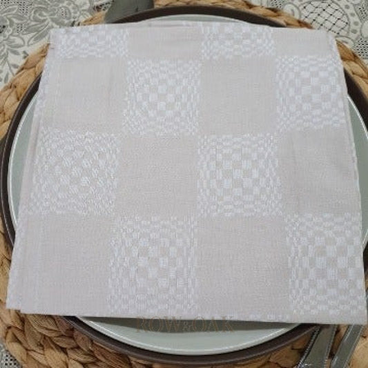 Light Taupe Jacquard-Pattern Cotton Napkins - Row & Oak