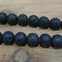 Load image into Gallery viewer, Loop of Black Lava Beads - 12mm - Row &amp; Oak