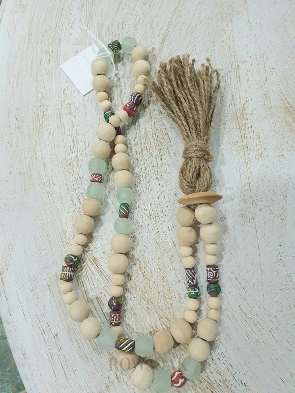 Loop Of Mixed Terracotta Glass And Wood Beads