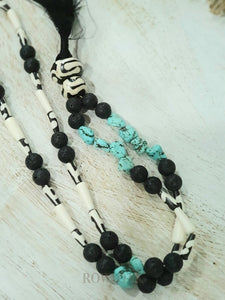 Loop Of Zebra Turquoise & Lava Beads