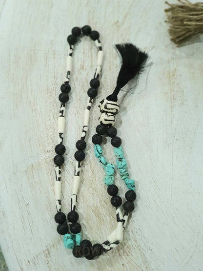 Loop Of Zebra Turquoise & Lava Beads