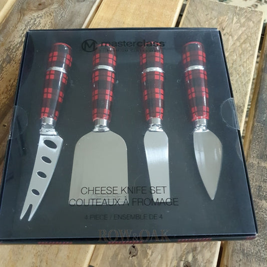 Masterclass Cheese Knife Set - Tartan Red