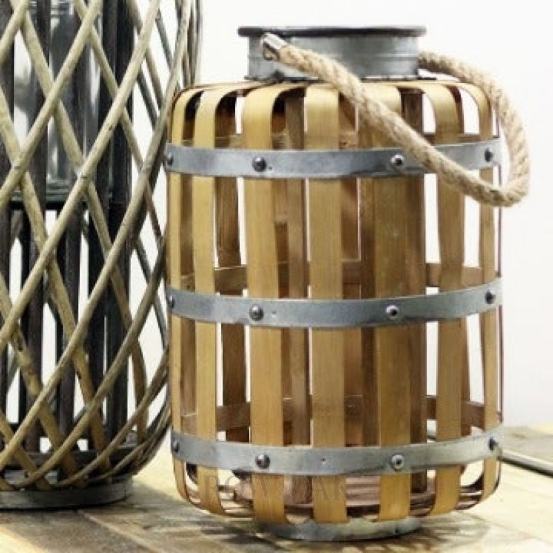 Metal And Wicker Candle Holder