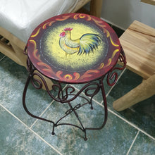 Load image into Gallery viewer, Metal Plant Stand With Hand-Painted Chicken Top