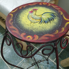 Load image into Gallery viewer, Metal Plant Stand With Hand-Painted Chicken Top