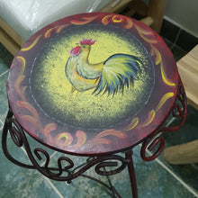 Load image into Gallery viewer, Metal Plant Stand With Hand-Painted Chicken Top