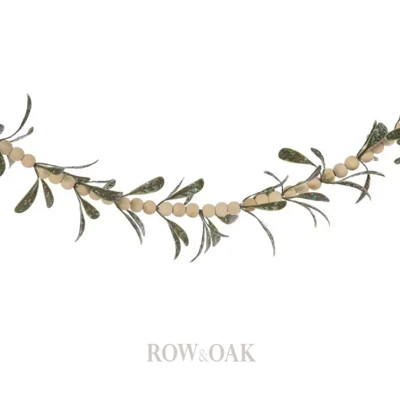 Olive Leaf & Wood Bead Garland