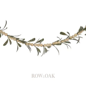 Olive Leaf & Wood Bead Garland