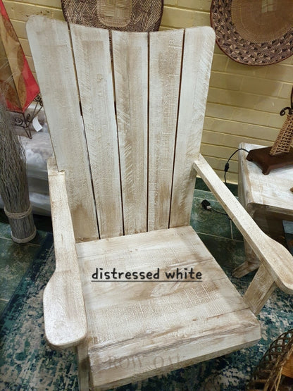 Reclaimed Boatwood Adirondack Chair Distressed Cream