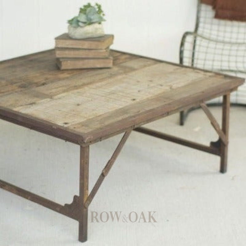 Reclaimed Wood And Iron Square Folding Coffee Table