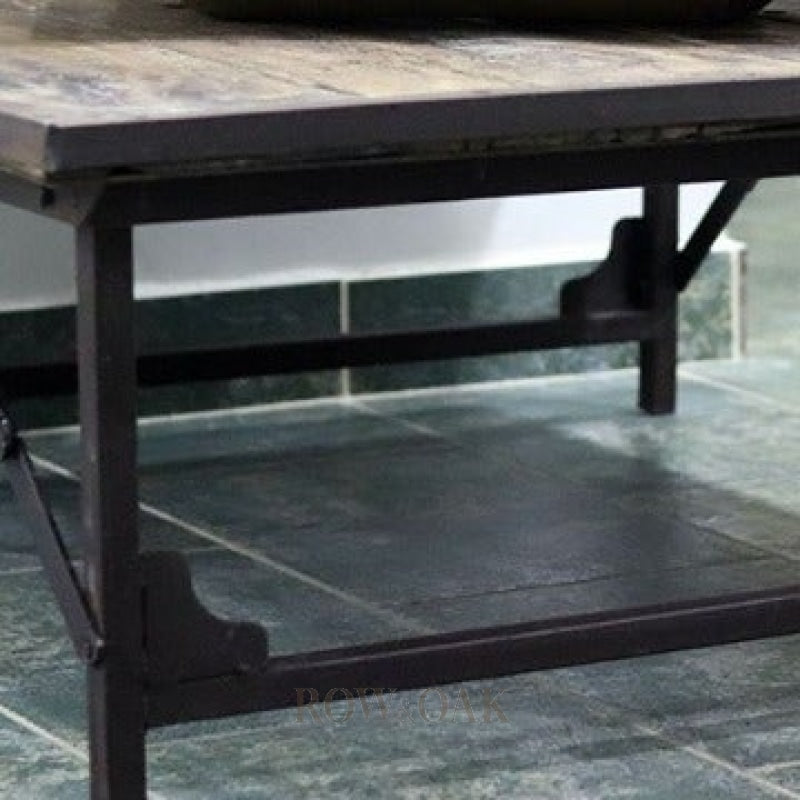 Reclaimed Wood And Iron Square Folding Coffee Table