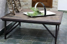 Load image into Gallery viewer, Reclaimed Wood And Iron Square Folding Coffee Table