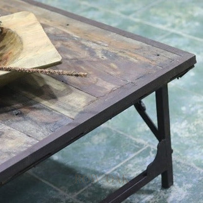 Reclaimed Wood And Iron Square Folding Coffee Table