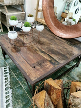 Load image into Gallery viewer, Reclaimed Wood And Iron Square Folding Coffee Table