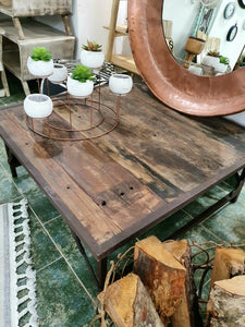 Reclaimed Wood And Iron Square Folding Coffee Table