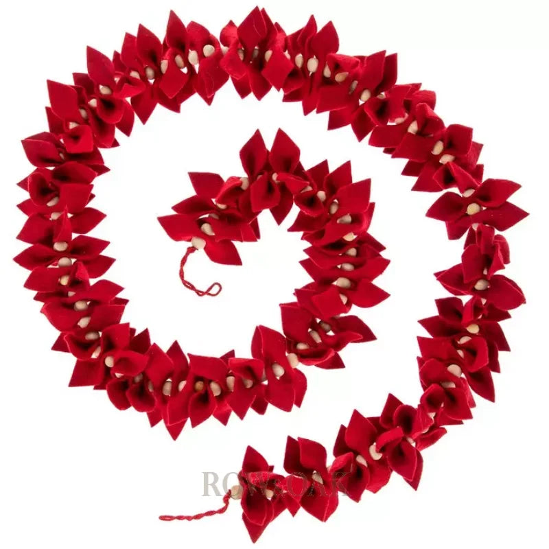 Red Petal & Wood Bead Garland