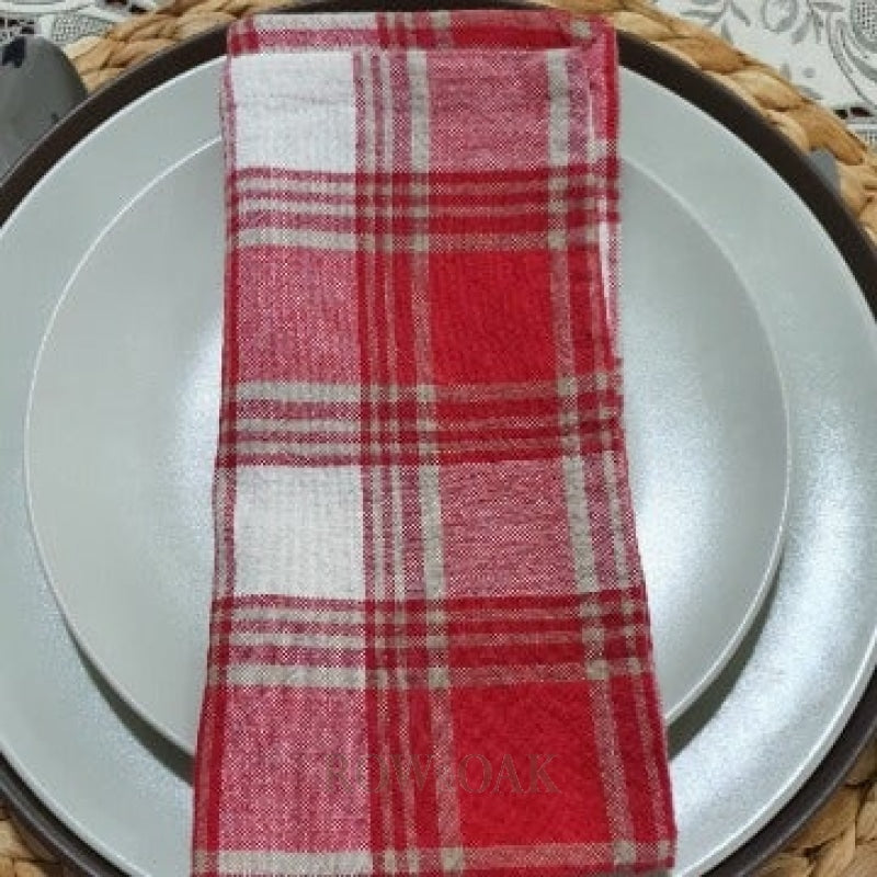 Red Plaid Cotton Napkins - Row & Oak