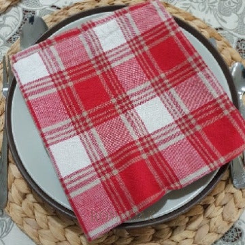 Red Plaid Cotton Napkins - Row & Oak