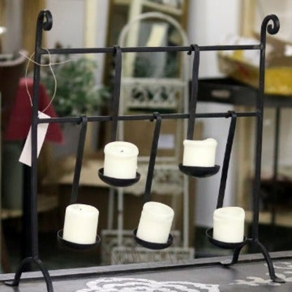 Repurposed Iron Ladle Candle Stand