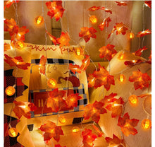 Load image into Gallery viewer, Fall Leaves &amp; Pumpkins LED Lights Garland