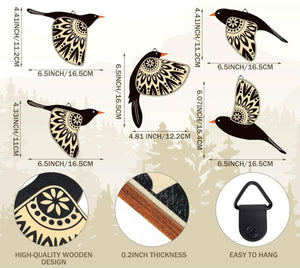 Rustic Folk Art Birds - Set of 5