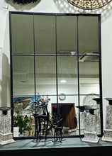 Load image into Gallery viewer, Black Metal 'Windowpane' Mirror