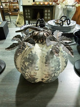 Load image into Gallery viewer, Distressed Metal Pumpkin - White