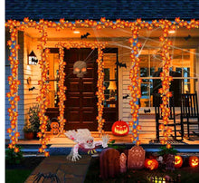 Load image into Gallery viewer, Fall Leaves &amp; Pumpkins LED Lights Garland