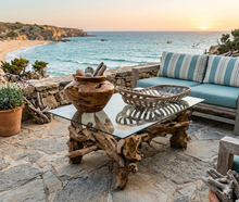 Load image into Gallery viewer, طاولة قهوة من خشب الساج مع سطح زجاجي