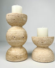 Load image into Gallery viewer, Vintage Travertine Marble Candleholders
