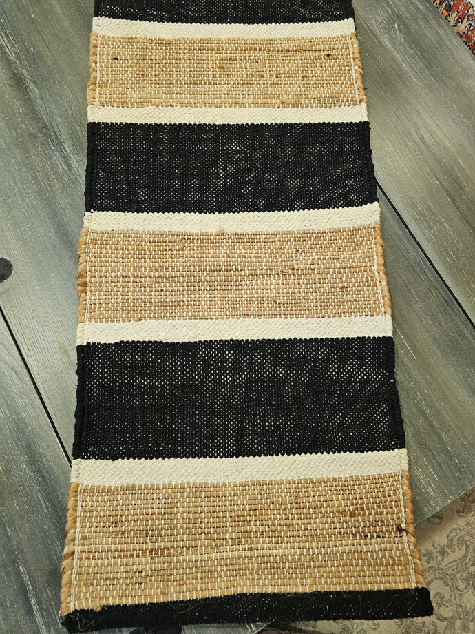 Sisal Table Runner in Black & Natural