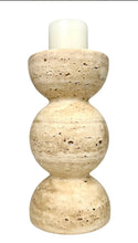 Load image into Gallery viewer, Vintage Travertine Marble Candleholders