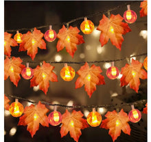 Load image into Gallery viewer, Fall Leaves &amp; Pumpkins LED Lights Garland