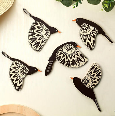 Rustic Folk Art Birds - Set of 5