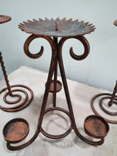 Load image into Gallery viewer, Set of 3 Aged Copper Candleholders - Row &amp; Oak